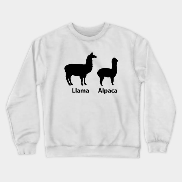 Llama vs Alpaca Silhouette - The Difference Between a Llama and an Alpaca Crewneck Sweatshirt by AustralianMate